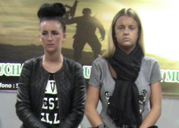 Michaella McCollum, left, was sentenced to over six years for attempting to smuggle cocaine. Picture: AP