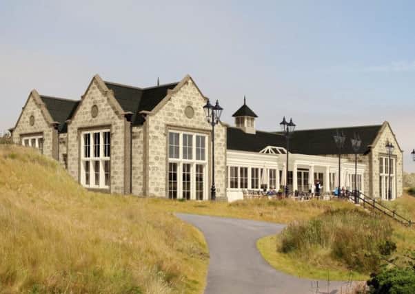 An artistic impression of the new clubhouse for Donald Trump's golf course in Blamedie, Aberdeenshire. Picture: Hemedia