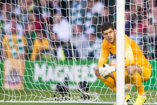 Fraser Forster is disconsolate after the defeat. With Southampton keen to sign him, Forsters departure may be imminent. Picture: Ian Georgeson