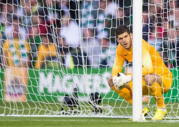 Fraser Forster is disconsolate after the defeat. With Southampton keen to sign him, Forsters departure may be imminent. Picture: Ian Georgeson