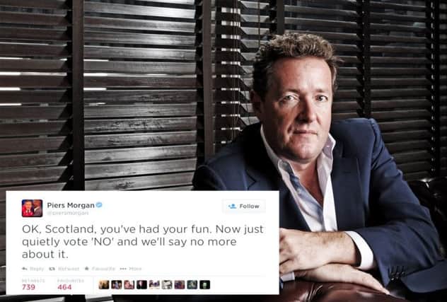 Piers Morgan sent the tweet to his 4.2m followers on Friday morning. Picture: TSPL
