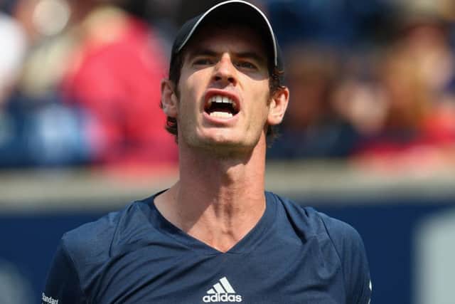 Andy Murray reacts after a point against Jo-Wilfried Tsonga of France in the quarterfinals during Rogers Cup. Picture: Getty