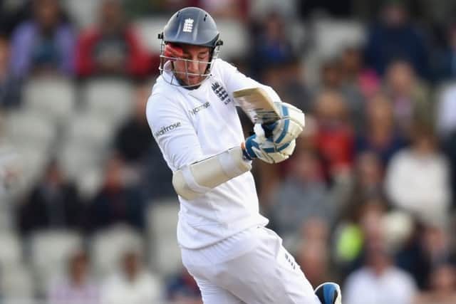 Englands Stuart Broad had to go to hospital and missed Indias second innings after being hit in the face by a delivery from Varun Aaron. Photograph: Stu Forster/Getty