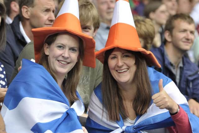 Scotland fans enjoy a rugby sevens match. Photograph: Ian Rutherford