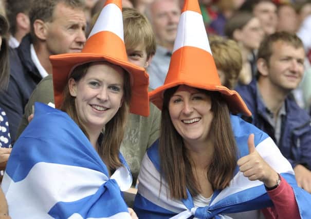 Scotland fans enjoy a rugby sevens match. Photograph: Ian Rutherford