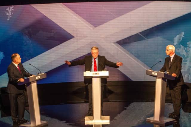 Alex Salmond took on Alistair Darling in a live debate on independence. Picture:  Peter Devlin