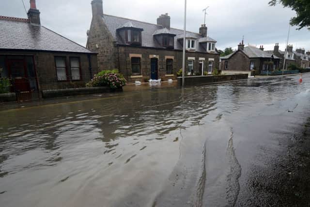Flooding in Elgin as Hurrican Bertha's tail end reaped havoc across Scotland. Picture: Hemedia