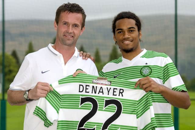 Celtic manager Ronny Deila welcomes new signing Jason Denayer. Picture: SNS