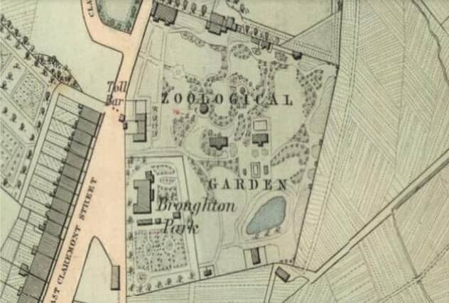 1851 map showing the Royal Zoological Gardens. Picture: National Library of Scotland