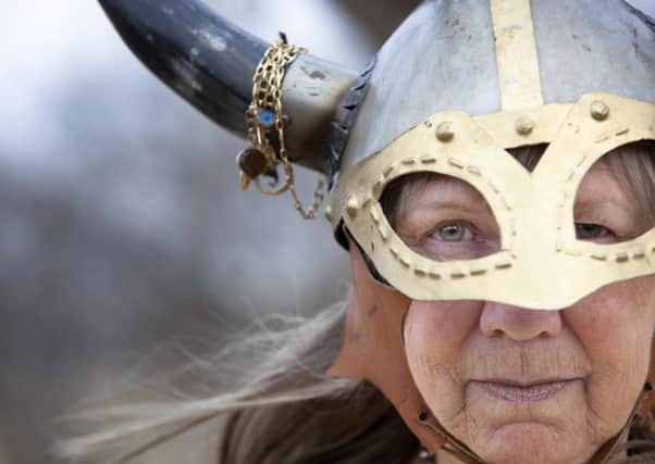 A woman in a Viking helmet. Picture: Contributed