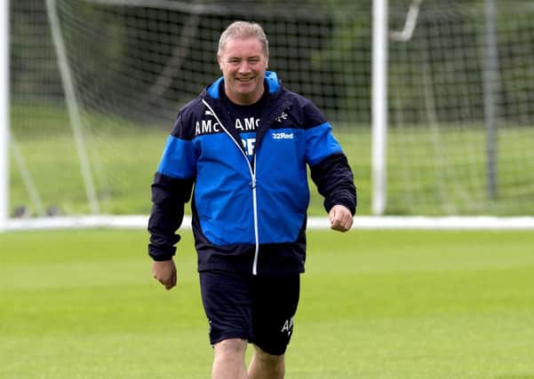 Rangers manager Ally McCoist keeps an eye on training. Picture: SNS