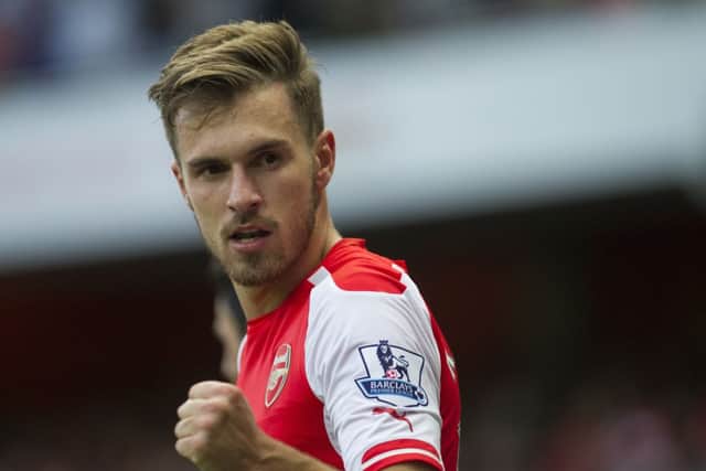 Arsenal's Aaron Ramsey celebrates after scoring against Crystal Palace. Picture: AP