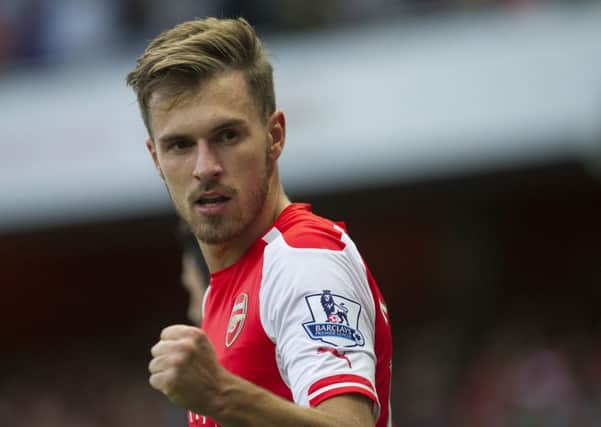 Arsenal's Aaron Ramsey celebrates after scoring against Crystal Palace. Picture: AP