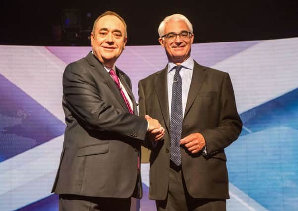 Alex Salmond (L) and Alistair Darling will take part in another TV debate next week. Picture: Getty