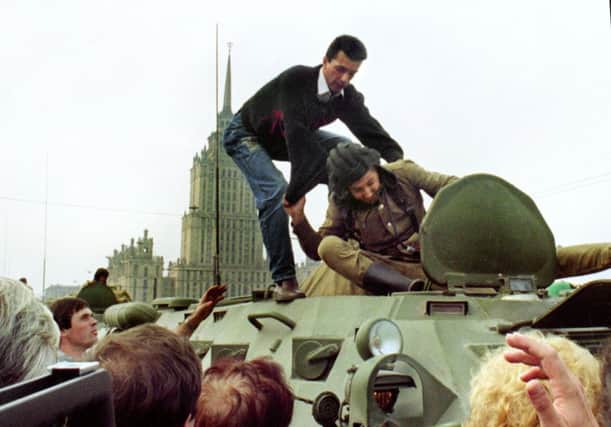 On this day in 1991, protesters and the military clashed in a dramatic coup that toppled Soviet president Mikhail Gorbachev. Picture: Getty
