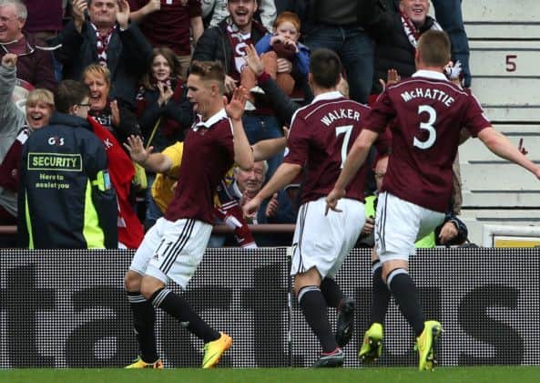 Nicholson's stunning strike helped Hearts win the Edinburgh derby. Picture: PA