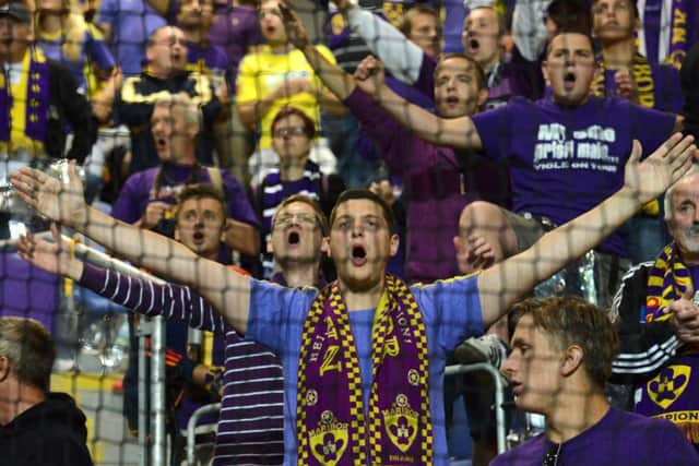 NK Maribor supporters during the UEFA Champions League play-off first leg match between FC Viktoria Plzen and NK Maribor. Picture: Getty