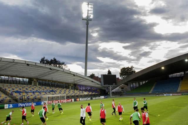 The Celtic players are put through their paces in the Ljudski Vrt stadium ahead of their clash with Maribor. Picture: SNS