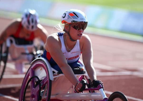 Sammi Kinghorn wins the T53 400m event during day one of the IPC Athletics European Championships in Swansea. Picture: Getty