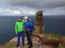 Sir Chris Bonington, right, with fellow climber Leo Houlding before tackling the iconic 449ft pillar of stone. Picture: Berghaus
