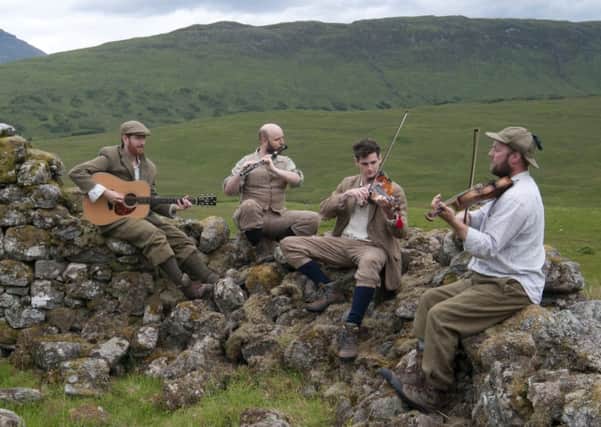 The Donncadh Ban Boys at the ruins of the poets birthplace near Bridge of Orchy. Picture: Pete Moore