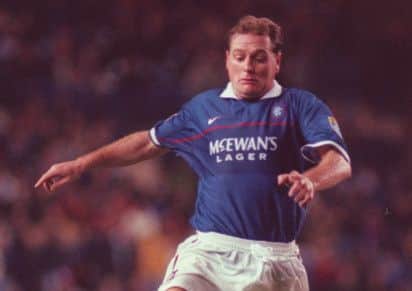 Paul Gascoigne last game in 1997 for Rangers v St Johnstone at Ibrox.