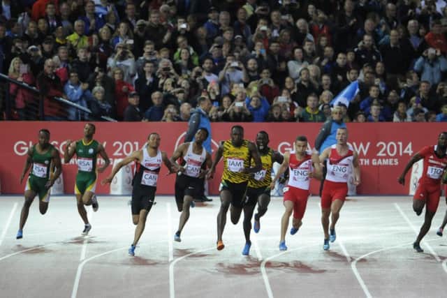 Usain Bolt runs the final leg of the 4 x  100 relay. Picture: PA