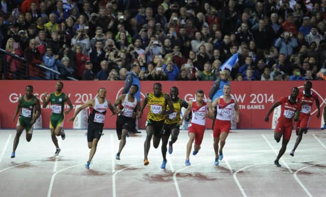 Usain Bolt runs the final leg of the 4 x  100 relay. Picture: PA