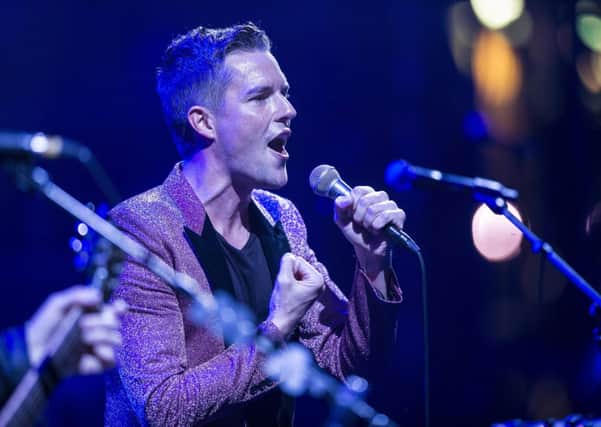 Brandon Flowers fronted some infectious, fistpumping rock. Picture: Wattie Cheung