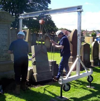 The equipment used to lower obese Scots into graves in Midlothian. Picture:  Teleshore