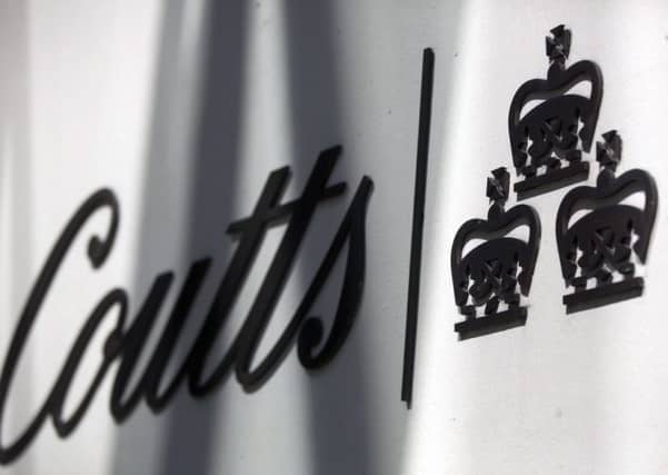 The name of Coutts is seen displayed on a branch of the bank in central London. Picture: Reuters