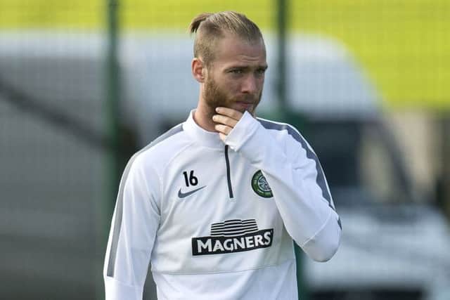 Jo Inge Berget looks lost in thought during Celtic training yesterday. Picture: SNS