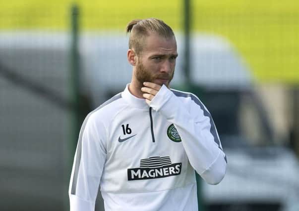 Jo Inge Berget looks lost in thought during Celtic training yesterday. Picture: SNS