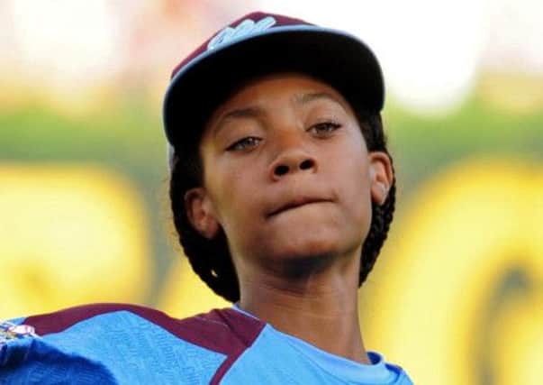 Mid-Atlantic Region third baseman Mo'ne Davis (3) warms up prior to the game against the Southwest Region at Lamade Stadium. Picture: Evan Habeeb-USA TODAY Sports
