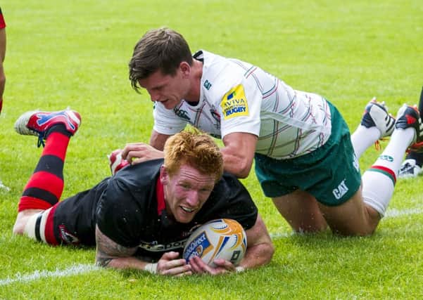 Roddy Grant goes over the line for a try to Edinburgh. Picture: SNS