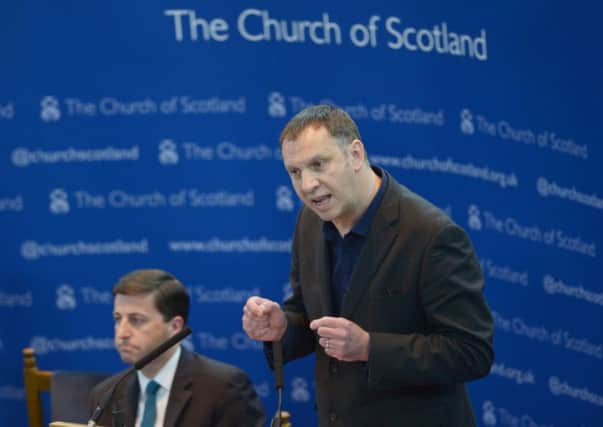 Douglas Alexander MP (left) and 
Reverend Doug Gay at the Kirk's General Assembly independence debate in May 2014. Picture: Phil Wilkinson
