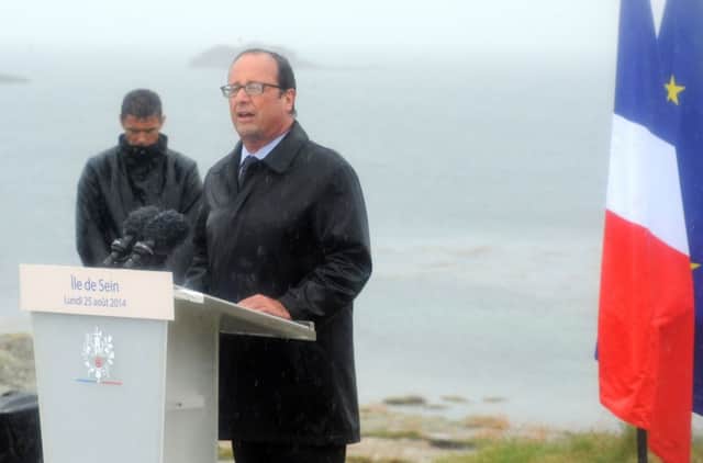 Mr Hollande at a Second World War memorial event yesterday. Picture: Getty