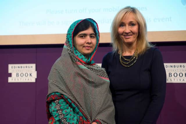 J.K. Rowling and Malala Yousafzai at Edinburgh International Book Festival. Picture: PA