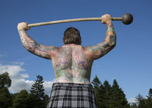 The Inveraray Highland Games. Competitors in the heavyweights section. Picture: Robert Perry