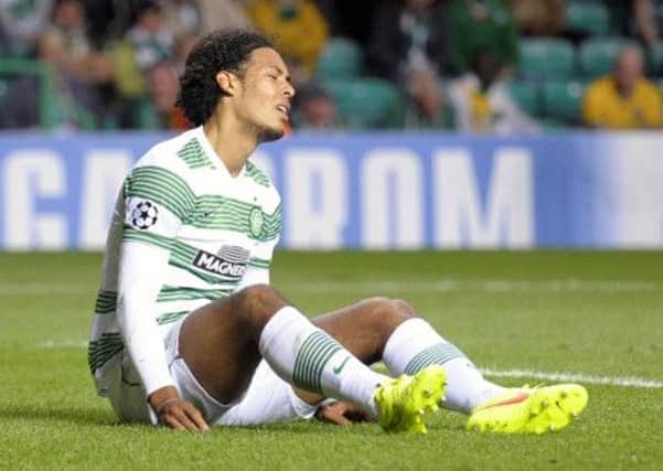 Celtic's Virgil Van Dijk shows his disappointment. Picture: John Devlin