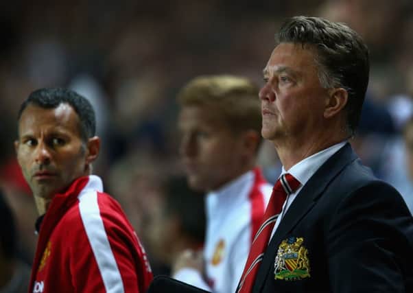Manchester United manager Louis van Gaal looks dejected as he watches the embarrassing defeat. Picture: Getty