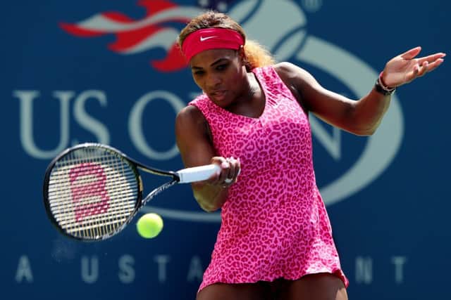 Serena Williams returns a shot against Vania King during yesterdays second-round match at the US Open. Picture: Getty