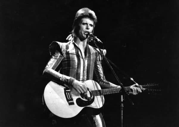David Bowie performs his final concert as Ziggy Stardust at the Hammersmith Odeon, London, 1973. Picture: Getty