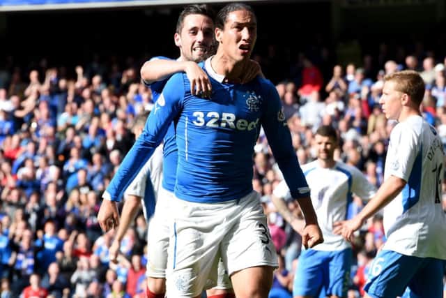 Rangers defender Bilel Mohsni celebrates his goal. Picture: SNS