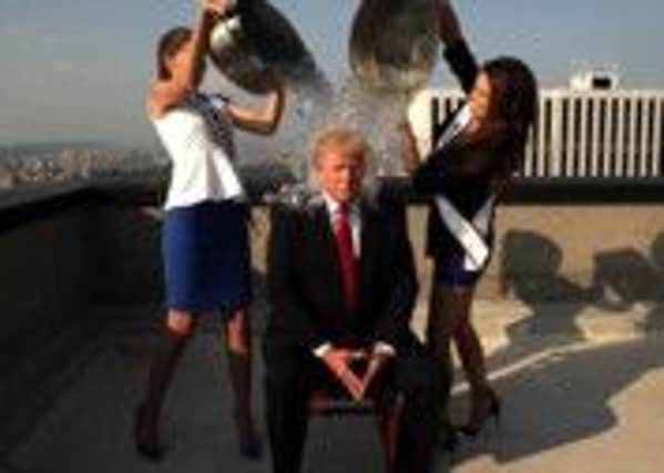 Donald Trump undergoes the ALS Ice Bucket Challenge. Picture: Contributed