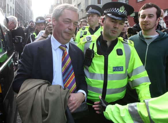 Ukip leader Nigel Farage was subjected to a hostile reception when he visited Edinburgh last May. Picture: Hemedia