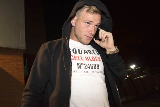 John Guidetti leaves Celtic Park after signing talks with the club. Picture: SNS