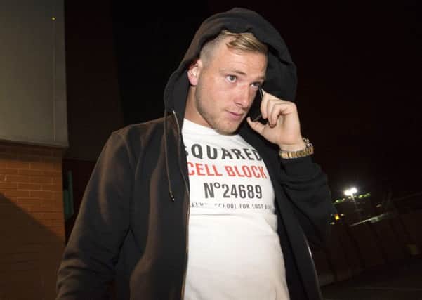 John Guidetti leaves Celtic Park after signing talks with the club. Picture: SNS