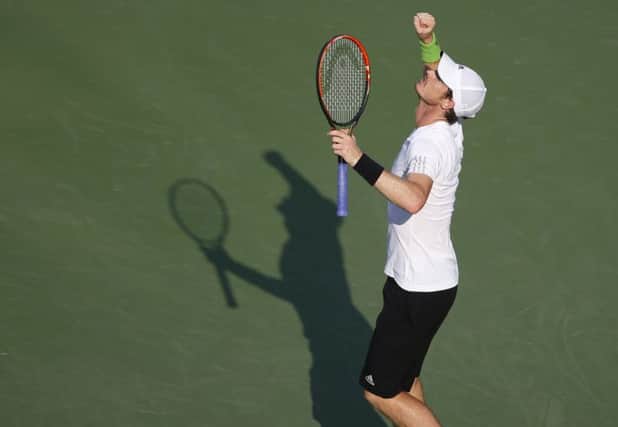 Andy Murray shows his delight after defeating Frenchman JoWilfried Tsonga. Picture: AP