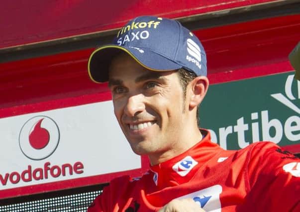 Alberto Contador of Spain celebrates taking the red jersey. Picture: Getty